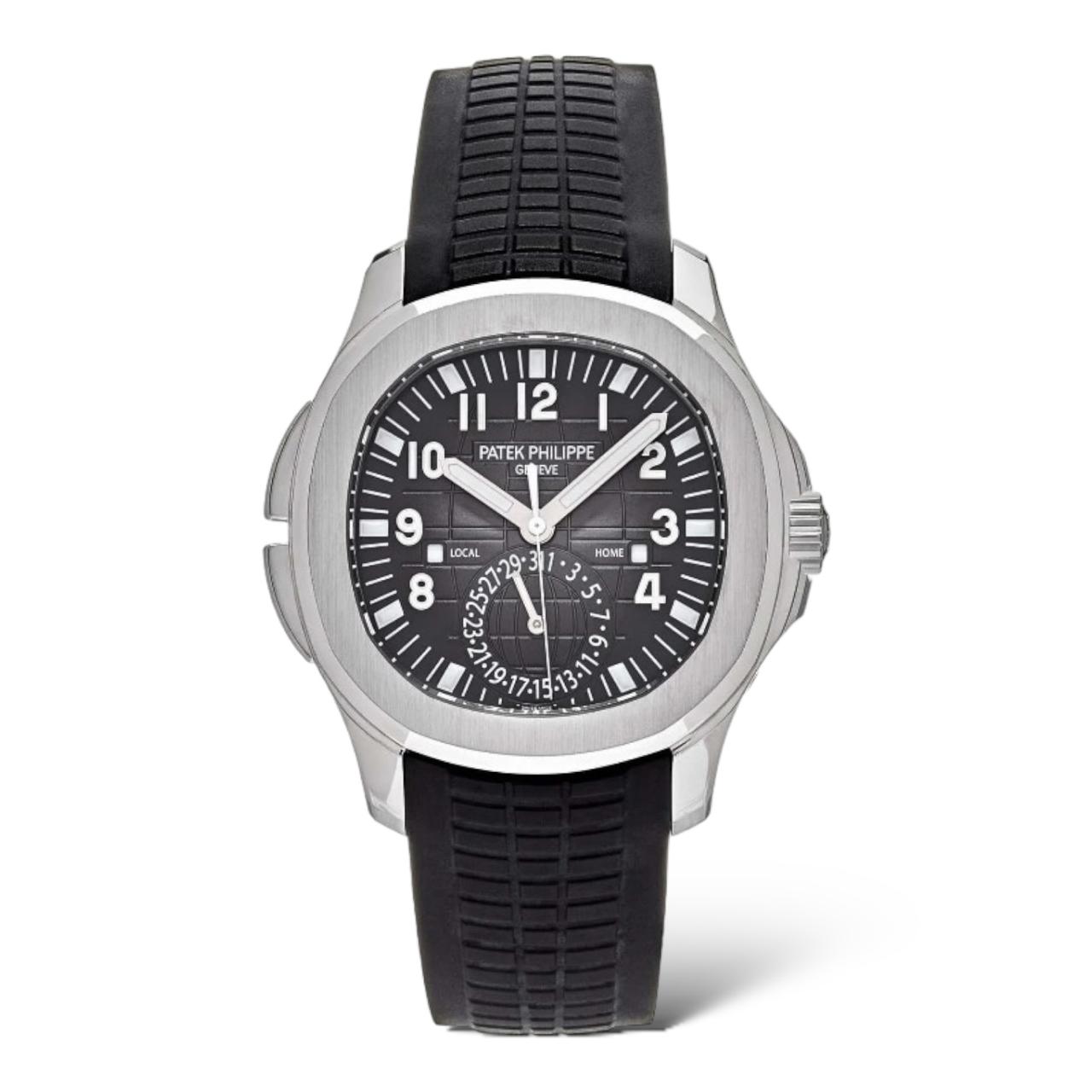 Patek Philippe Aquanaut 40mm Travel Time 5164A Black Dial Black Tropical Straps - Exotic Boutique Dubai