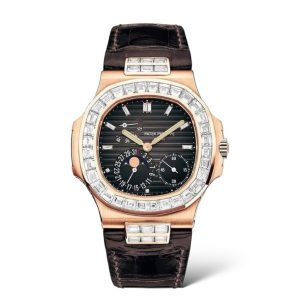 Patek Philippe Nautilus Moonphase 5724R-001 40mm Crocodile Strap Rose Gold - Exotic Boutique Dubai
