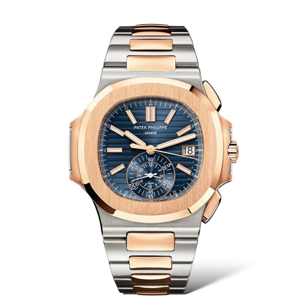 Patek Philippe Nautilus 40.5mm 5980-1AR-001 Self-Winding Blue Dial Stainless Steel Rose Gold - Exotic Boutique Dubai