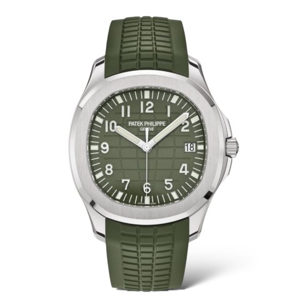 Patek Philippe Aquanaut 42.2mm 5168G-010 Khaki Green Dial White Gold Case Rubber Khaki Straps - Exotic Boutique Dubai