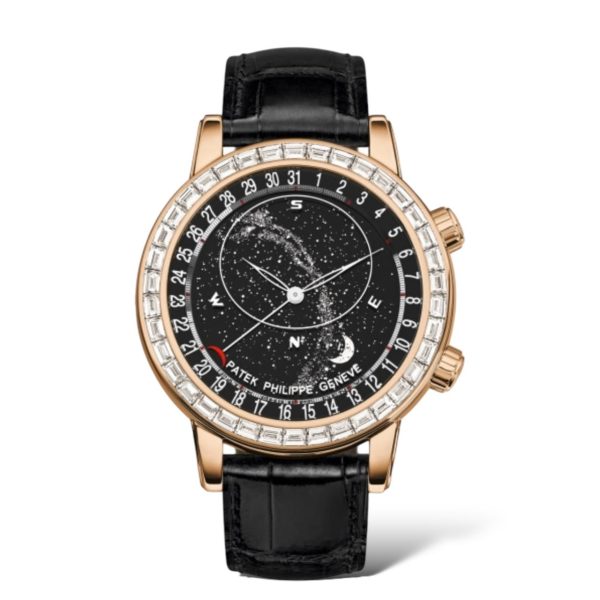 Patek Philippe Grand Complications 44mm 6104R CELESTIAL Rose Gold Case Alligator Baguette Set Diamonds Bezel - Exotic Boutique Dubai