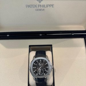 Patek Philippe Aquanaut 40mm Travel Time 5164A Black Dial Black Tropical Straps - Exotic Boutique Dubai