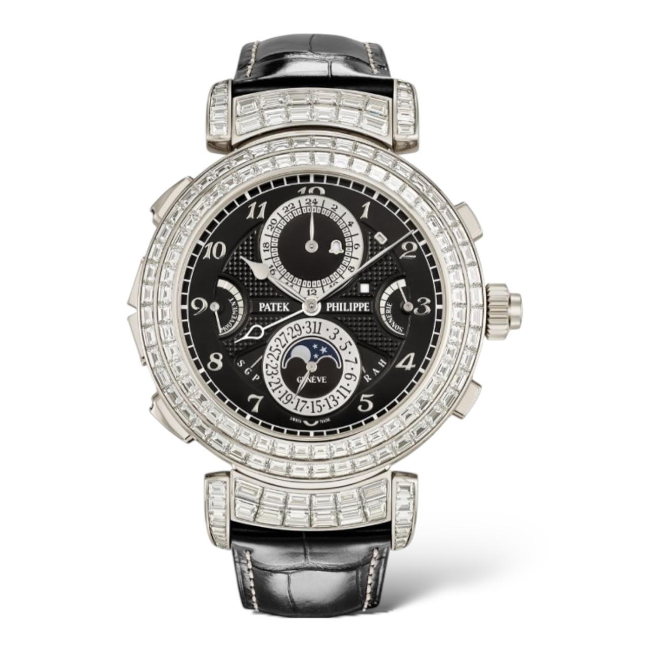 Patek Philippe Grand Complication 49.4mm 6300/400G Alligator Leather Strap Ebony Black Opaline Dial Reversible Case - Exotic Boutique Dubai