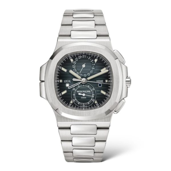 Patek Philippe Nautilus 40.5mm 5990/1A Stainless Steel Travel Time Dial Sunburst Blue With Black-Gradient Rim - Exotic Boutique Dubai