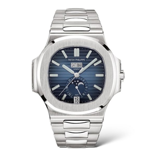 Patek Philippe Nautilus 40.5mm 5726/1A Stainless Steel Blue Dial Annual Calendar Moon Phases - Exotic Boutique Dubai