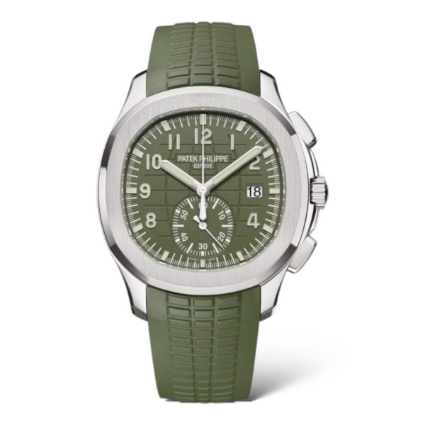 Patek Philippe Aquanaut 42.2mm 5968G Chronograph Khaki Green Composite Strap White Gold Case - Exotic Boutique Dubai