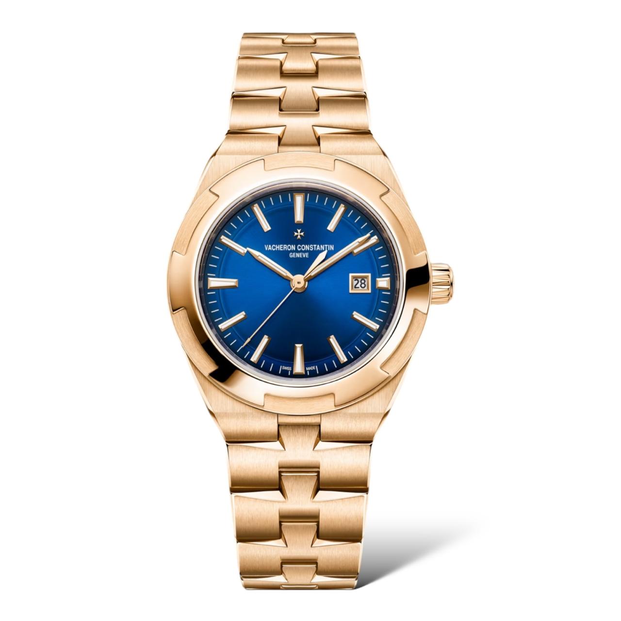 Vacheron Constantin 34.5mm 4600V/200R-B979 Overseas Rose Gold Sunburst Satin-Finished Lacquered Blue Dial - Exotic Boutique Dubai