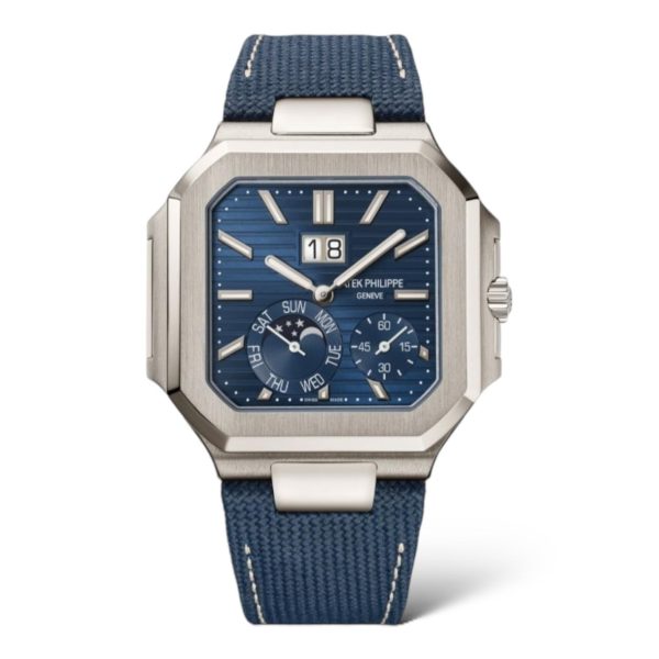 Patek Philippe Cubitus 45mm 5822P Platinum Case Composite Navy-Blue Straps Sunburst Blue Dial - Exotic Boutique Dubai