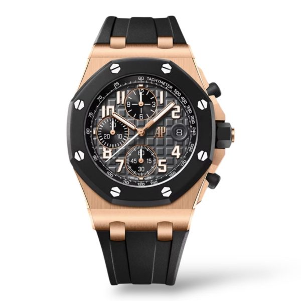 Audemars Piguet Royal Oak 42mm 26238OK.OO.A002CA.01 Offshore Chronograph Rose Gold and Black Rubber - Exotic Boutique Dubai