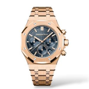 Audemars Piguet Royal Oak 38mm Selfwinding Chronograph 26715OR.OO.1356OR.01 Pink Gold “Bleu nuit nuage 50” Dial - Exotic Boutique Dubai