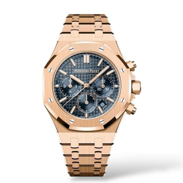 Audemars Piguet Royal Oak 38mm Selfwinding Chronograph 26715OR.OO.1356OR.01 Pink Gold “Bleu nuit nuage 50” Dial - Exotic Boutique Dubai