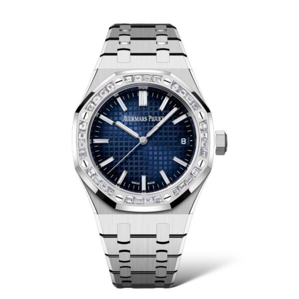 Audemars Piguet Royal Oak 34mm 15551BC.ZZ.1356BC.01 White Gold Smoked Blue Dial - Exotic Boutique Dubai