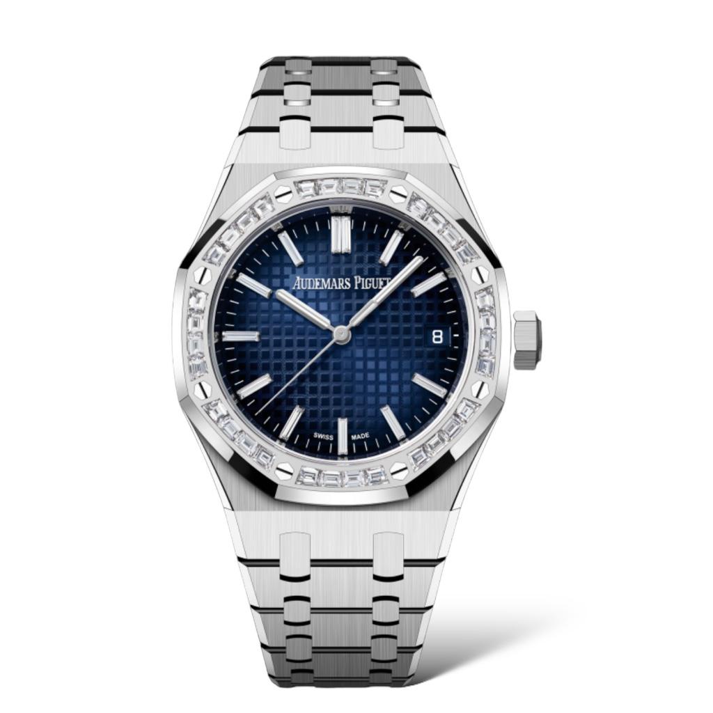 Audemars Piguet Royal Oak 34mm 15551BC.ZZ.1356BC.01 White Gold Smoked Blue Dial - Exotic Boutique Dubai