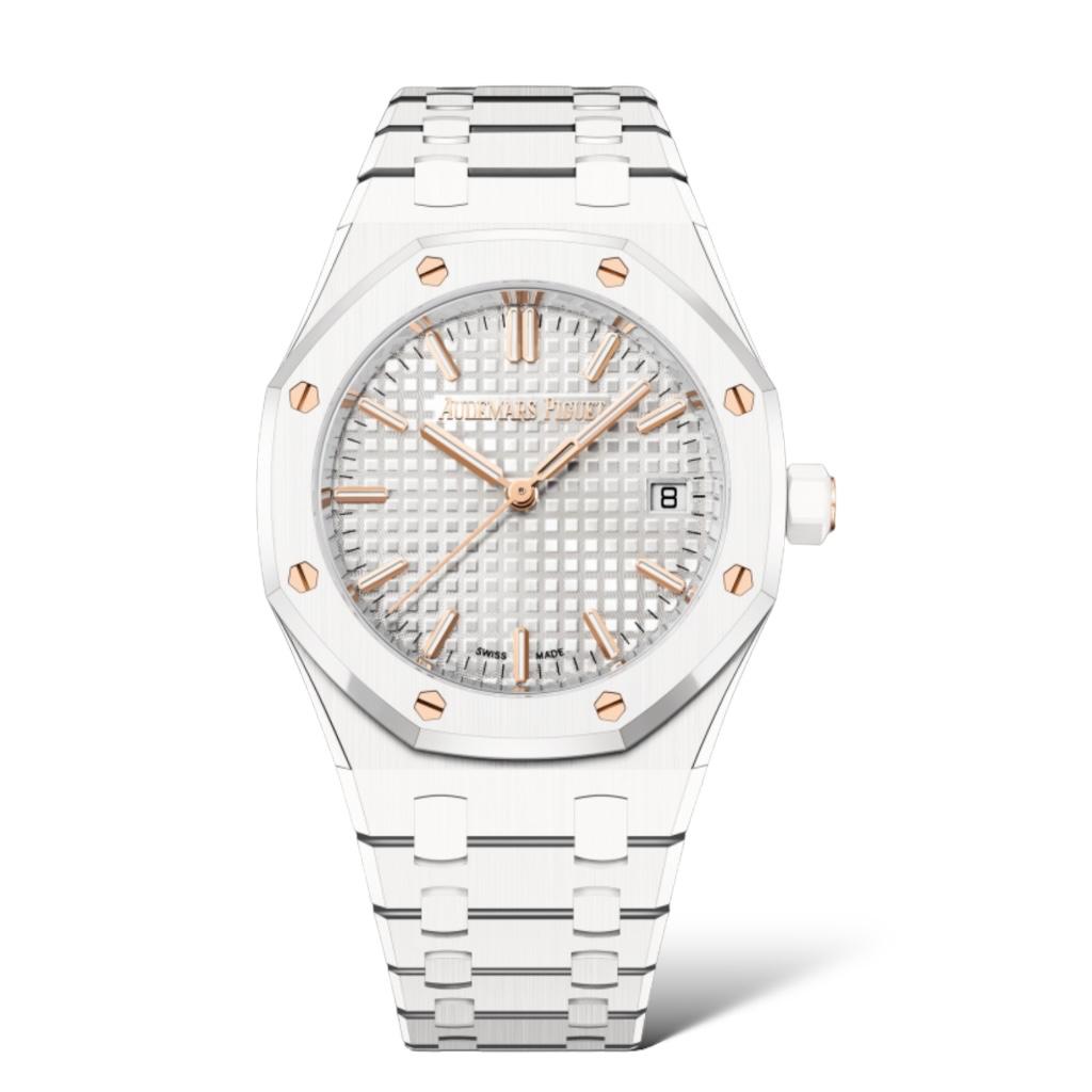 Audemars Piguet Royal Oak 34mm 77350CB.OO.1266CB.01 White Ceramic Silver-Toned Dial - Exotic Boutique Dubai