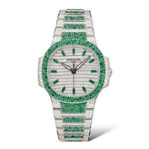 Patek Philippe Nautilus 35.2mm 7118/1453G Self-Winding Paved With Diamonds And Emerald - Exotic Boutique Dubai