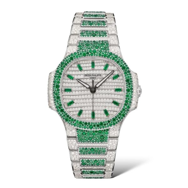 Patek Philippe Nautilus 35.2mm 7118/1453G Self-Winding Paved With Diamonds And Emerald - Exotic Boutique Dubai