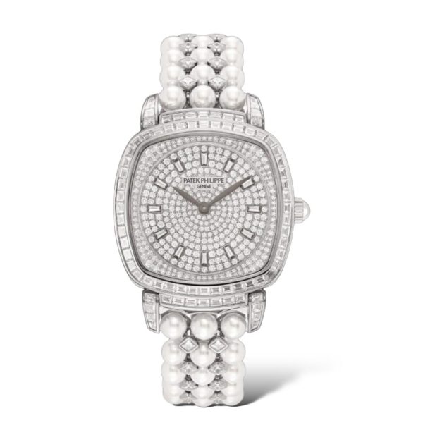 Patek Philippe Gondolo 31mm x 34.8 mm 7042/100G-010 Haute Joaillerie Diamonds Paved Dial Akoya Pearls and White Gold Bracelet - Exotic Boutique Dubai