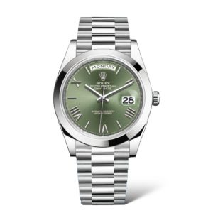 Rolex Day-Date 40mm 228206 Platinum Green Dial - Exotic Boutique Dubai