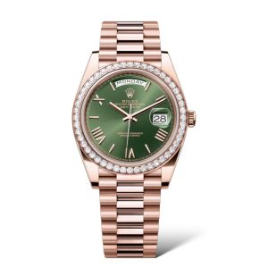 Rolex Oyster Perpetual Day-Date 40mm Olive Green Dial 228345RBR - Exotic Boutique Dubai