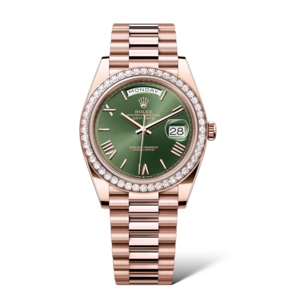 Rolex Oyster Perpetual Day-Date 40mm Olive Green Dial 228345RBR - Exotic Boutique Dubai