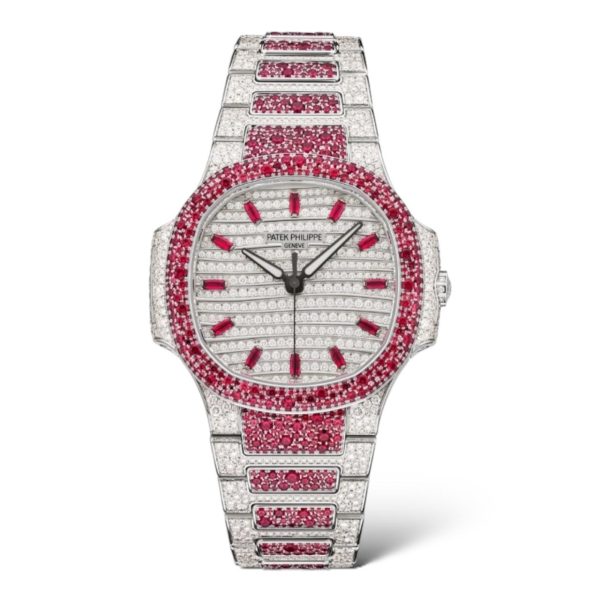 Patek Philippe Nautilus 35.2mm 7118/1452G Haute Joaillerie Paved With Diamonds and Rubies - Exotic Boutique Dubai