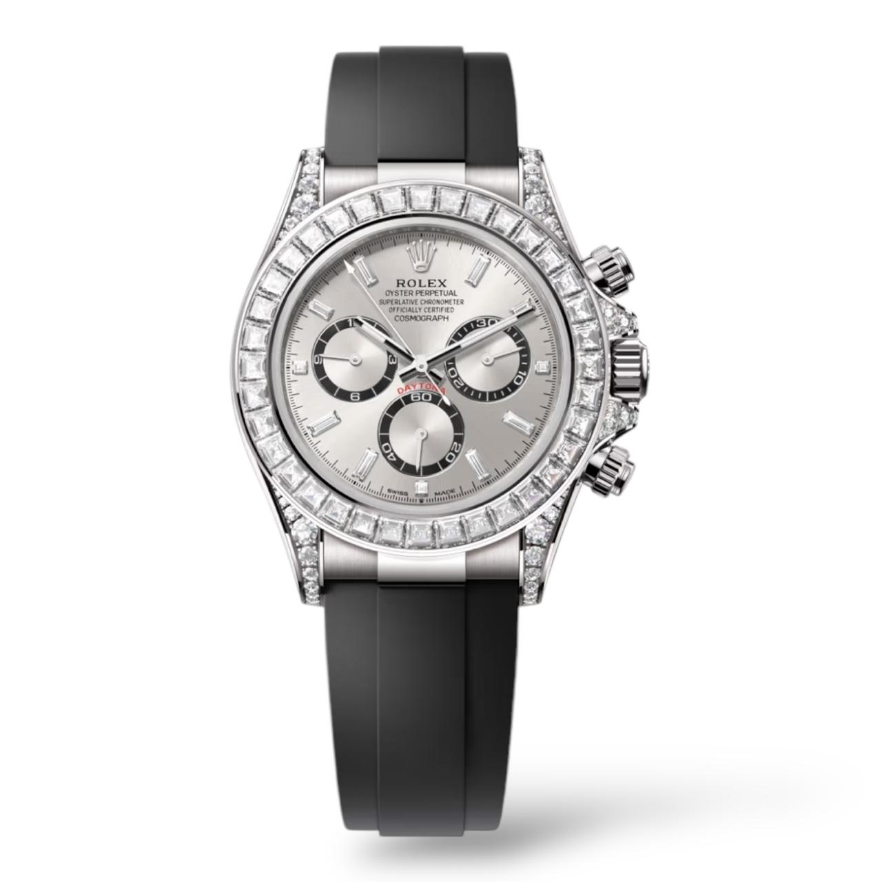 Rolex Cosmograph Daytona 40mm 126539TBR White Gold With Diamond-Set Dial Oysterflex Bracelet - Exotic Boutique Dubai
