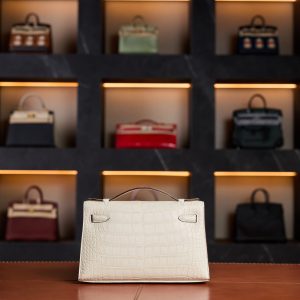 Hermès Kelly Pochette Feather Horizon - Nata Boreal with Palladium Hardware (2024) - Exotic Boutique Dubai