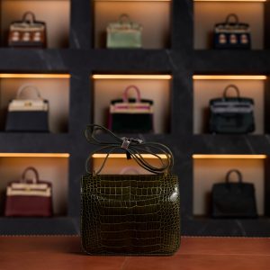Hermès Constance Black Crocodile Leather with Palladium Hardware - 2024 Full Set - Exotic Boutique Dubai