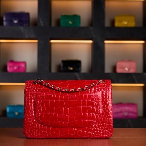 Chanel Maxi Flap Bag in Orange Matte Crocodile Leather with Gold Hardware - Rare Collector’s Edition - Exotic Boutique Dubai