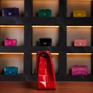 Chanel Maxi Flap Bag in Orange Matte Crocodile Leather with Gold Hardware - Rare Collector’s Edition - Exotic Boutique Dubai