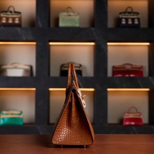 Hermès Birkin 25 Gold Hardware Gold Color Crocodile 2024 New Full Set - Exotic Boutique Dubai