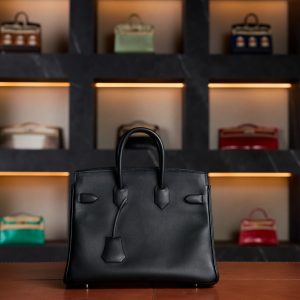 Hermès Birkin 25 Black Shadow Swift Leather with Gold Hardware - 2025 New Full Set - Exotic Boutique Dubai