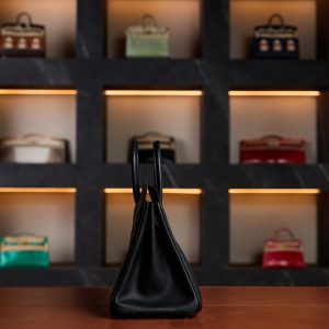 Hermès Birkin 25 Black Shadow Swift Leather with Gold Hardware - 2025 New Full Set - Exotic Boutique Dubai