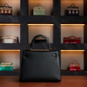 Hermès Kelly 25 Black Epsom Leather Gold Hardware - 2025 New Full Set - Exotic Boutique Dubai