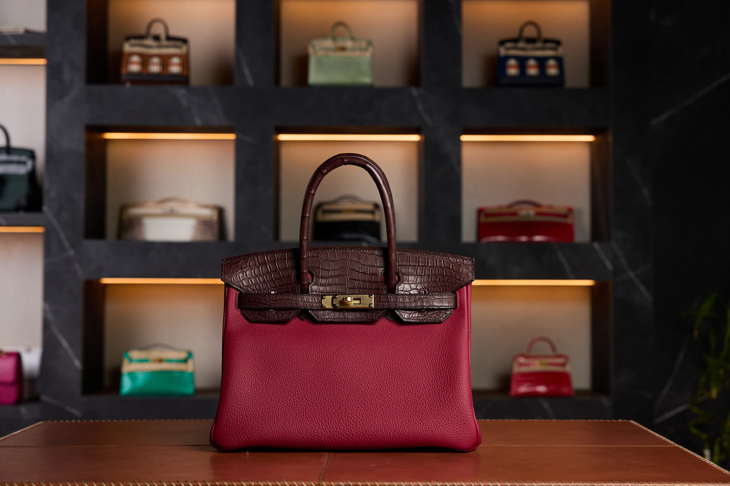 Hermès Birkin 30 Touch Rouge H & Rouge Granite Crocodile Leather with Gold Hardware - Rare Collectible - Exotic Boutique Dubai