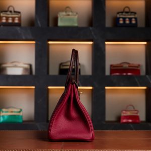 Hermès Birkin 30 Touch Rouge H & Rouge Granite Crocodile Leather with Gold Hardware - Rare Collectible - Exotic Boutique Dubai