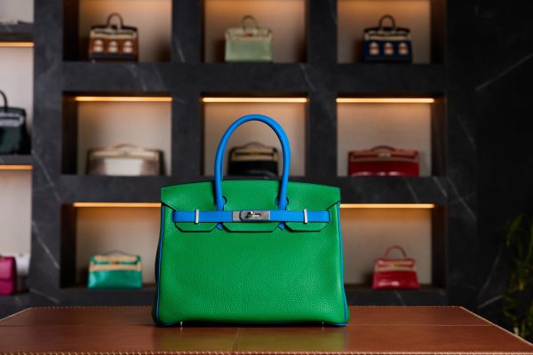 Hermès Birkin 30 Bamboo Green / Blue Hydra HSS Special Order Double Colored PHW - Exotic Boutique Dubai